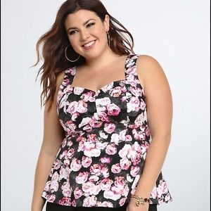 Torrid Rose Print Peplum Top